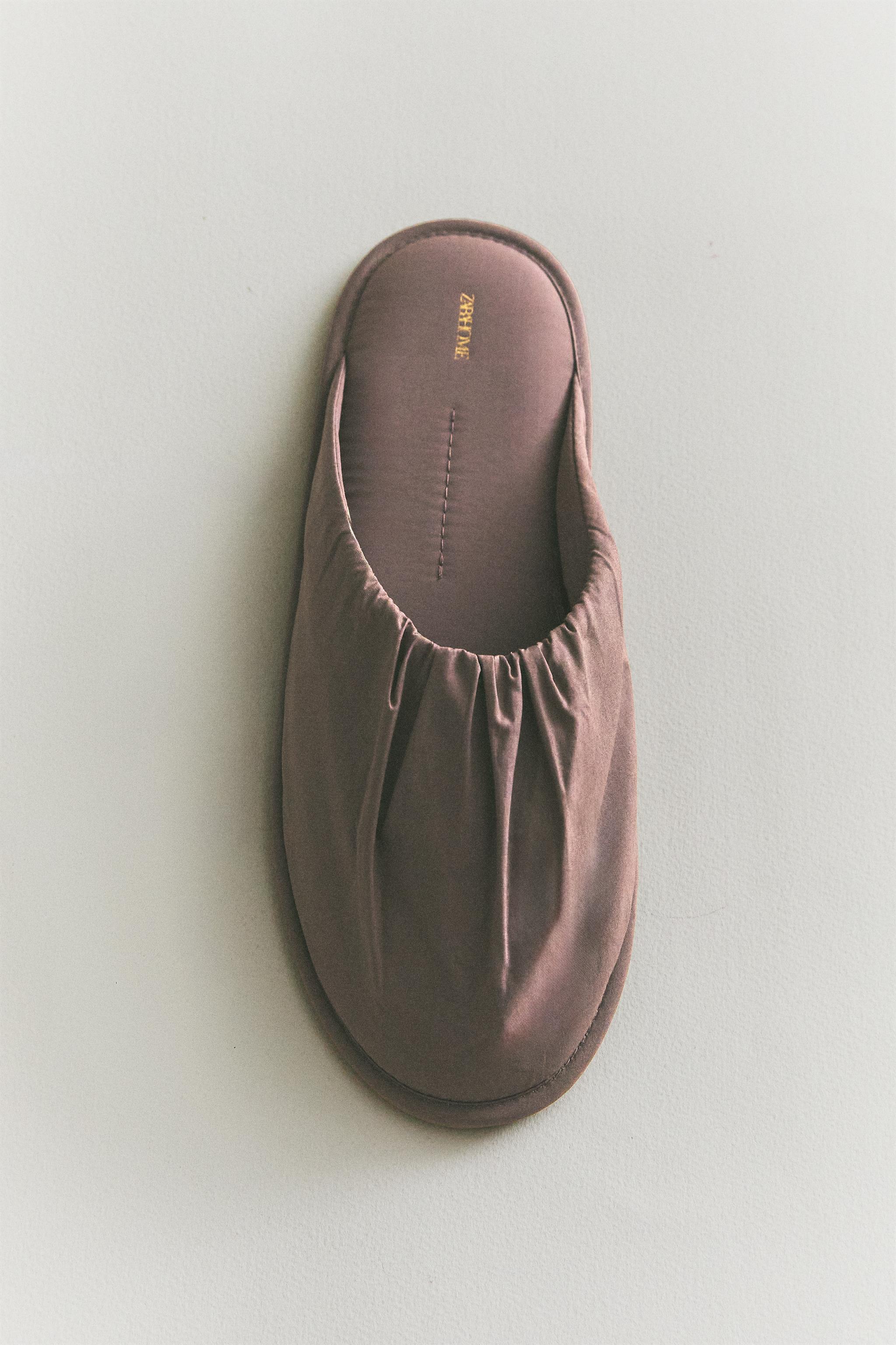 PLEATED COTTON SLIPPERS